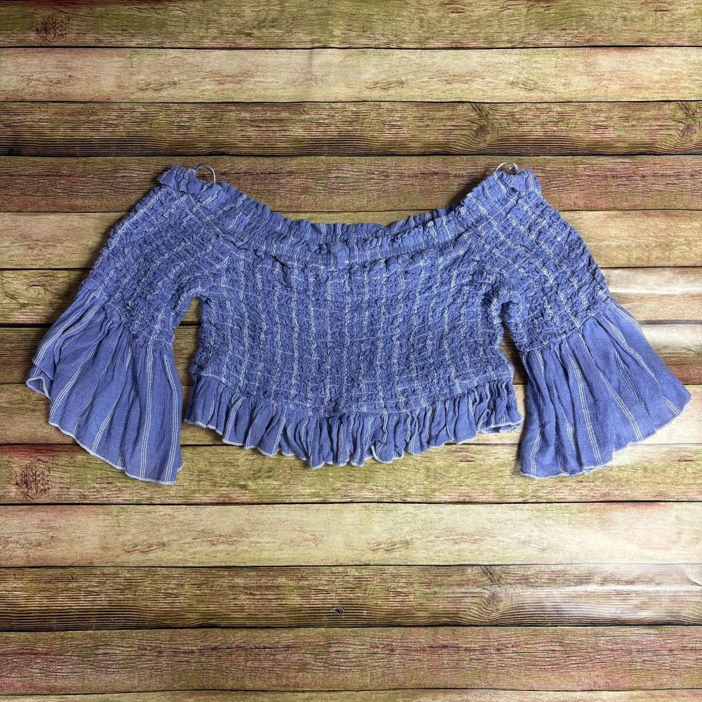 Free People‎ "Smock Around" Striped Crop Top